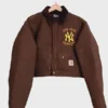 Dark Brown Vintage Carhartt X NY Yankees Crop Jacket