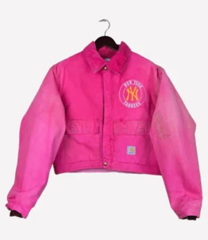 Pink carhartt x ny yankees crop jacket