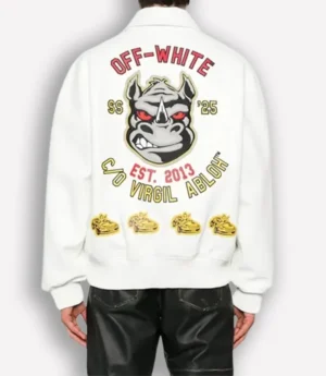 Off-White Rhino Varsity Jacket White