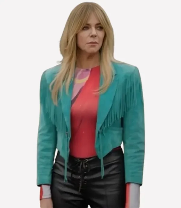 High Potential Kaitlin Olson Teal Fringe Jacket