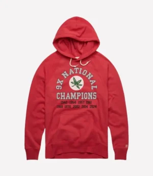 Ohio State 9X National Champions Hoodie Red