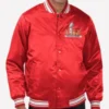 Super Bowl LIX Red Starter Satin Varsity Jacket