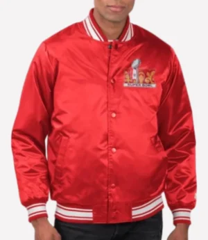 Super Bowl LIX Red Starter Satin Varsity Jacket