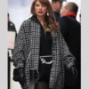 Chiefs Texans Playoff Checkered Taylor Swift Coat Gray and Black