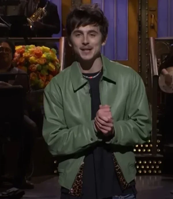 SNL 2025 Timothée Chalamet Trucker Leather Jacket