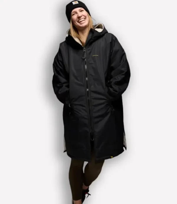 Woolly Bear Shearling Jacket Coat Black