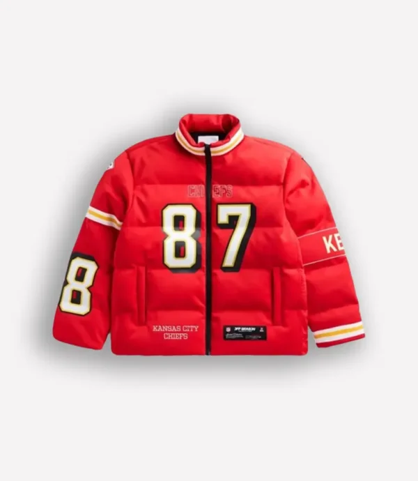 Off Season Travis Kelce Chiefs Player Red Puffer Jacket