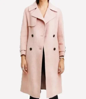 Emma Roberts About Fate Pink Double Breasted Coat