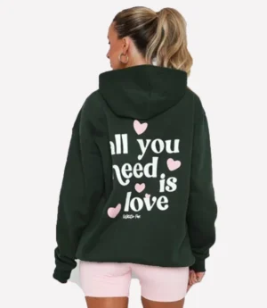 All You Need Is Love Hoodie Forest Green