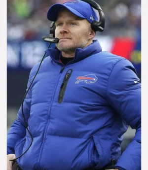 Buffalo Bills Sean McDermott Blue Puffer Jacket