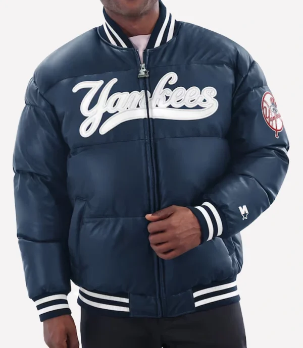 New York Yankees Starter Navy Full-Zip Leather Jacket